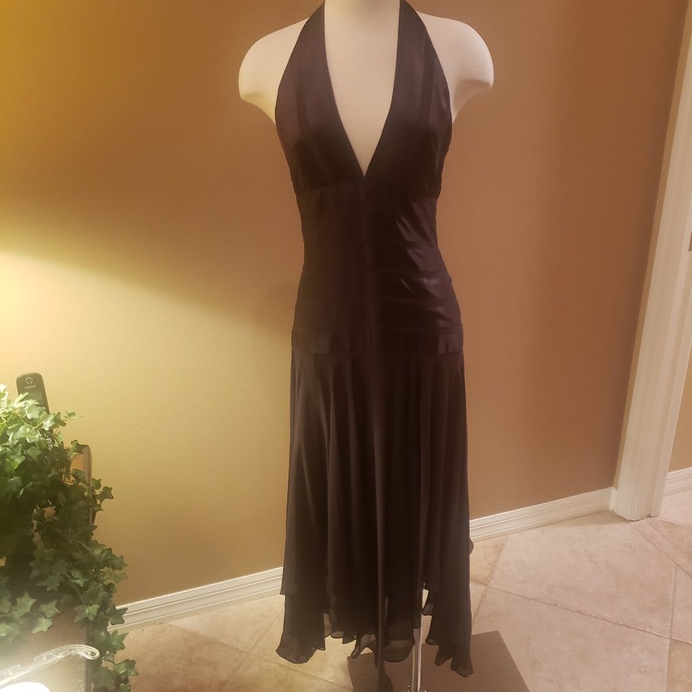 NWT BCBGMaxAzria Mahogany Silk Halter Dress Size 4